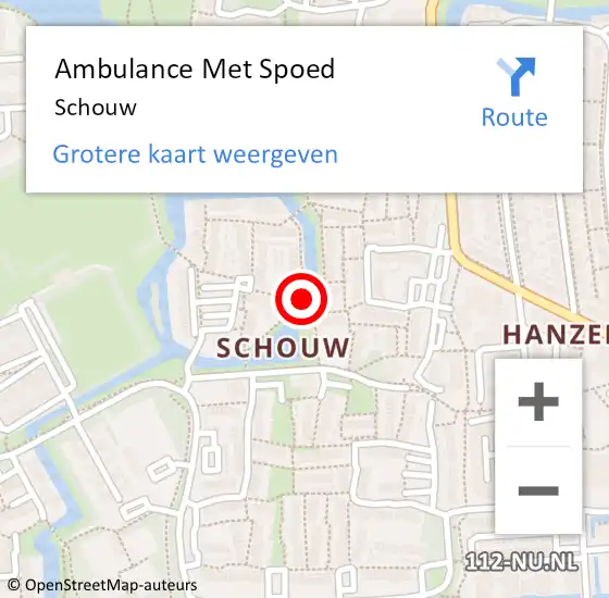 Locatie op kaart van de 112 melding: Ambulance Met Spoed Naar Schouw op 24 februari 2020 10:20