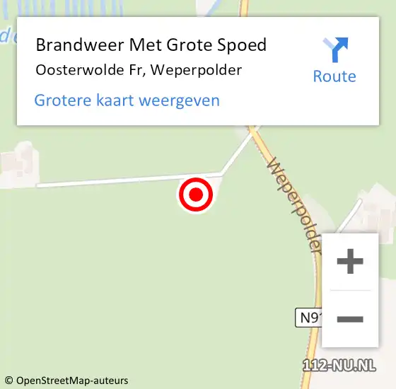 Locatie op kaart van de 112 melding: Brandweer Met Grote Spoed Naar Oosterwolde Fr, Weperpolder op 29 april 2014 13:03