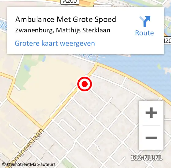 Locatie op kaart van de 112 melding: Ambulance Met Grote Spoed Naar Zwanenburg, Matthijs Sterklaan op 24 februari 2020 11:13