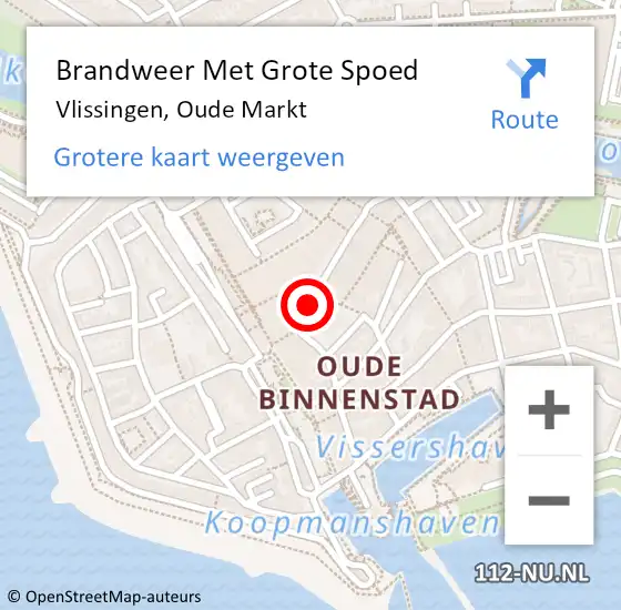 Locatie op kaart van de 112 melding: Brandweer Met Grote Spoed Naar Vlissingen, Oude Markt op 24 februari 2020 13:22