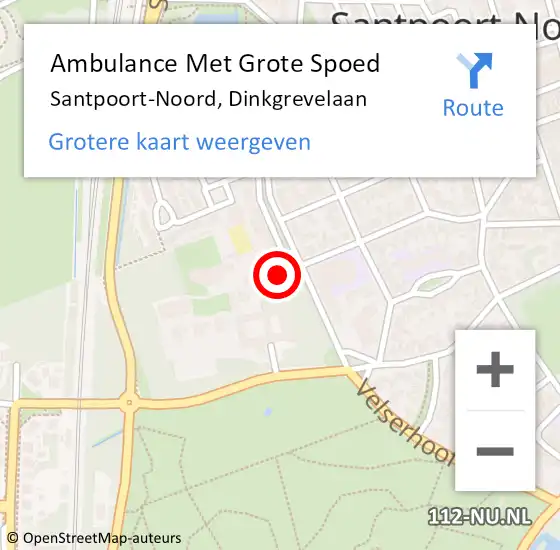 Locatie op kaart van de 112 melding: Ambulance Met Grote Spoed Naar Santpoort-Noord, Dinkgrevelaan op 24 februari 2020 13:27