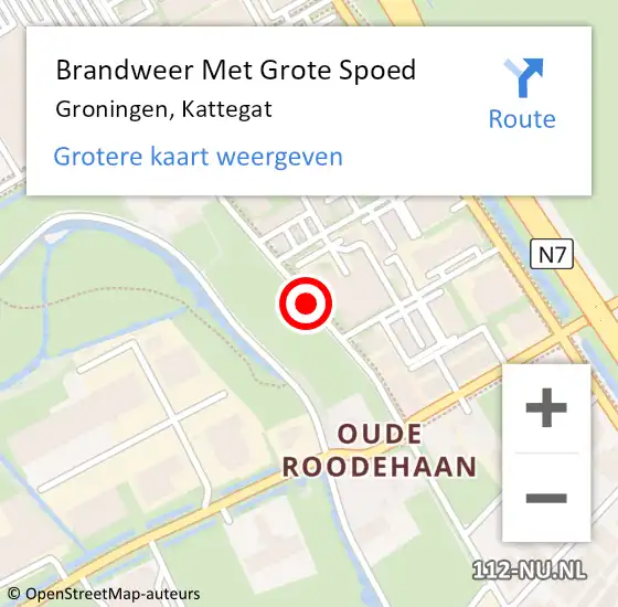 Locatie op kaart van de 112 melding: Brandweer Met Grote Spoed Naar Groningen, Kattegat op 24 februari 2020 13:27