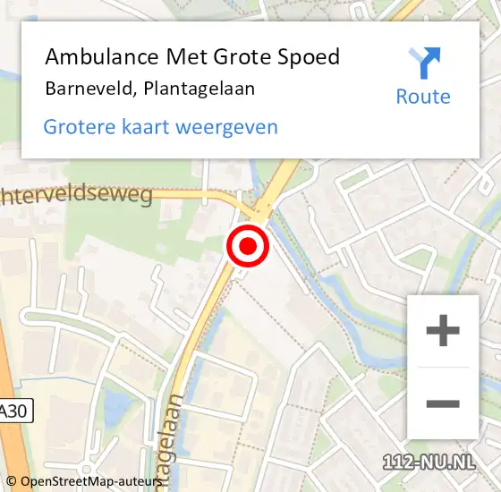Locatie op kaart van de 112 melding: Ambulance Met Grote Spoed Naar Barneveld, Plantagelaan op 24 februari 2020 14:02
