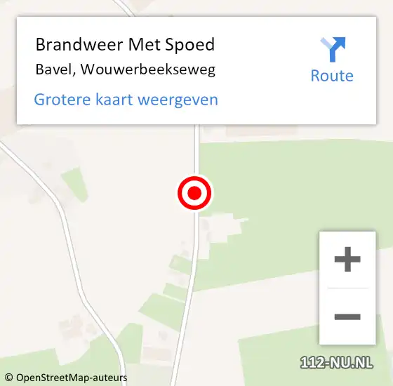 Locatie op kaart van de 112 melding: Brandweer Met Spoed Naar Bavel, Wouwerbeekseweg op 24 februari 2020 14:07