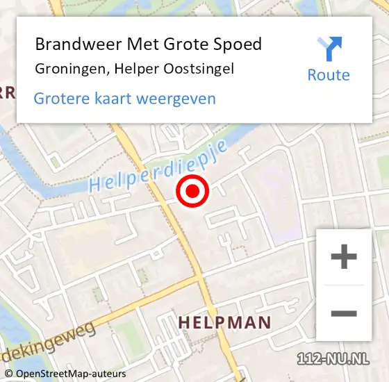 Locatie op kaart van de 112 melding: Brandweer Met Grote Spoed Naar Groningen, Helper Oostsingel op 29 april 2014 13:22