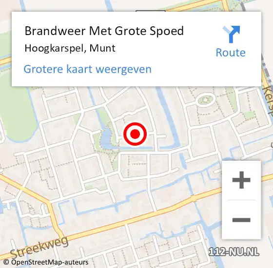 Locatie op kaart van de 112 melding: Brandweer Met Grote Spoed Naar Hoogkarspel, Munt op 24 februari 2020 14:27