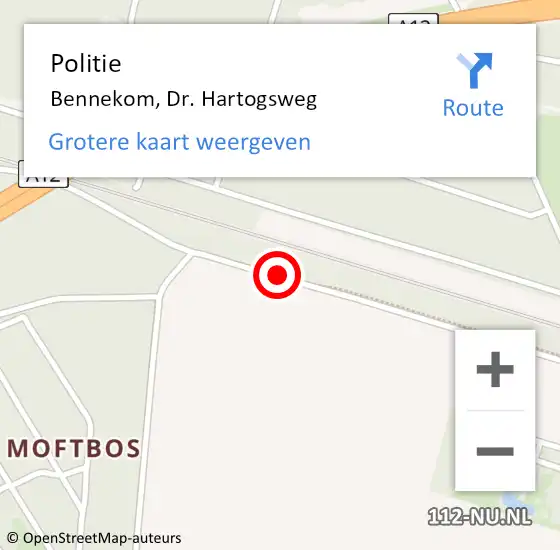 Locatie op kaart van de 112 melding: Politie Bennekom, Dr. Hartogsweg op 24 februari 2020 14:31