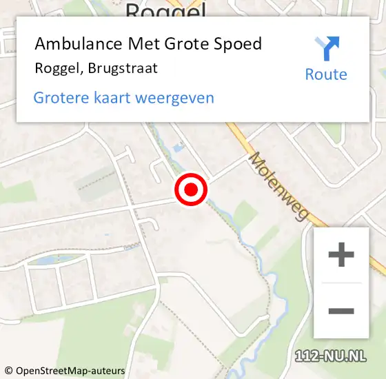 Locatie op kaart van de 112 melding: Ambulance Met Grote Spoed Naar Roggel, Brugstraat op 24 februari 2020 14:32