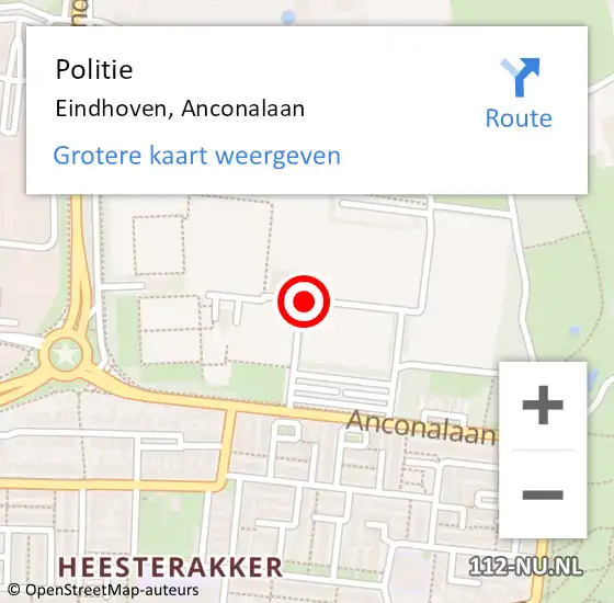 Locatie op kaart van de 112 melding: Politie Eindhoven, Anconalaan op 24 februari 2020 15:48