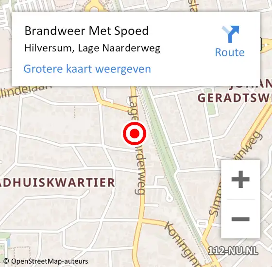 Locatie op kaart van de 112 melding: Brandweer Met Spoed Naar Hilversum, Lage Naarderweg op 24 februari 2020 16:30