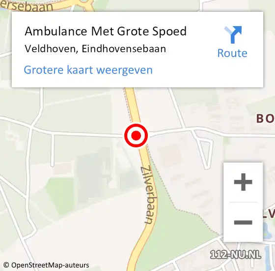 Locatie op kaart van de 112 melding: Ambulance Met Grote Spoed Naar Veldhoven, Eindhovensebaan op 24 februari 2020 16:38