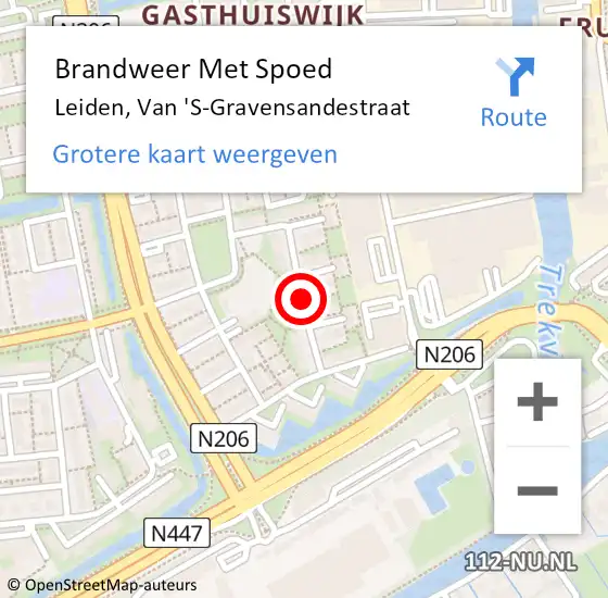 Locatie op kaart van de 112 melding: Brandweer Met Spoed Naar Leiden, Van 'S-Gravensandestraat op 24 februari 2020 17:07