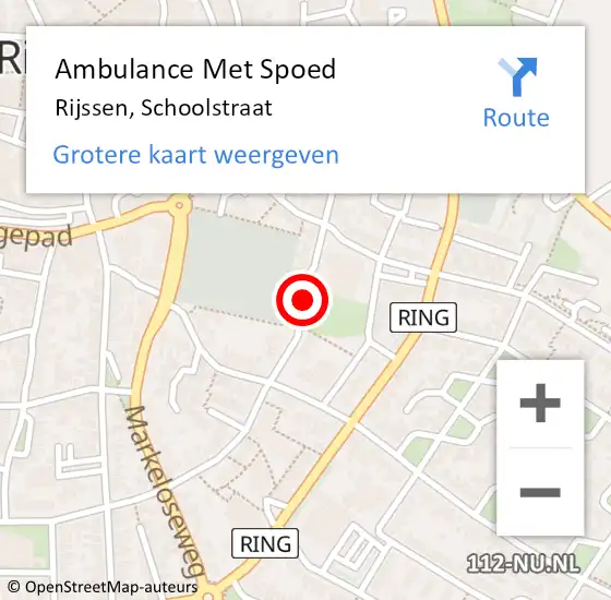 Locatie op kaart van de 112 melding: Ambulance Met Spoed Naar Rijssen, Schoolstraat op 24 februari 2020 17:27