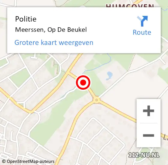 Locatie op kaart van de 112 melding: Politie Meerssen, Op De Beukel op 24 februari 2020 17:34