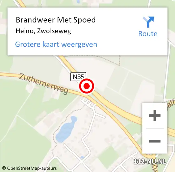 Locatie op kaart van de 112 melding: Brandweer Met Spoed Naar Heino, Zwolseweg op 24 februari 2020 17:34