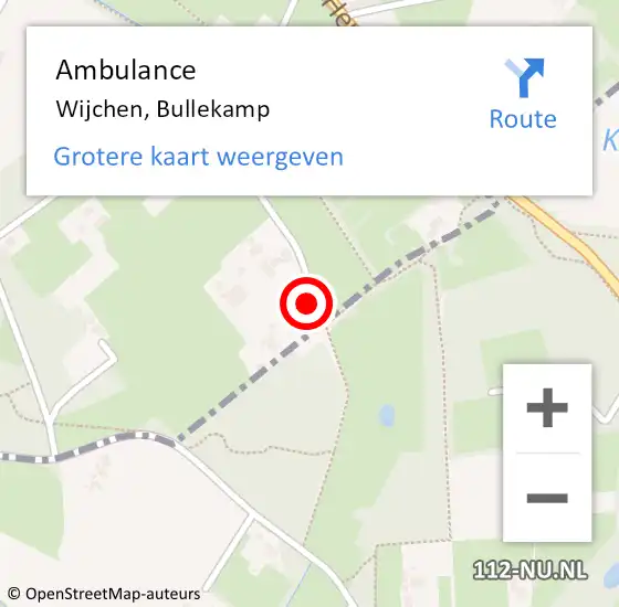 Locatie op kaart van de 112 melding: Ambulance Wijchen, Bullekamp op 30 september 2013 12:36