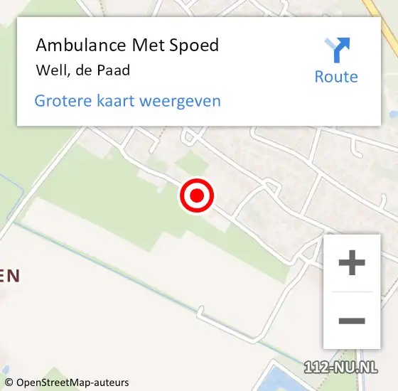 Locatie op kaart van de 112 melding: Ambulance Met Spoed Naar Well, De Paad op 24 februari 2020 18:35