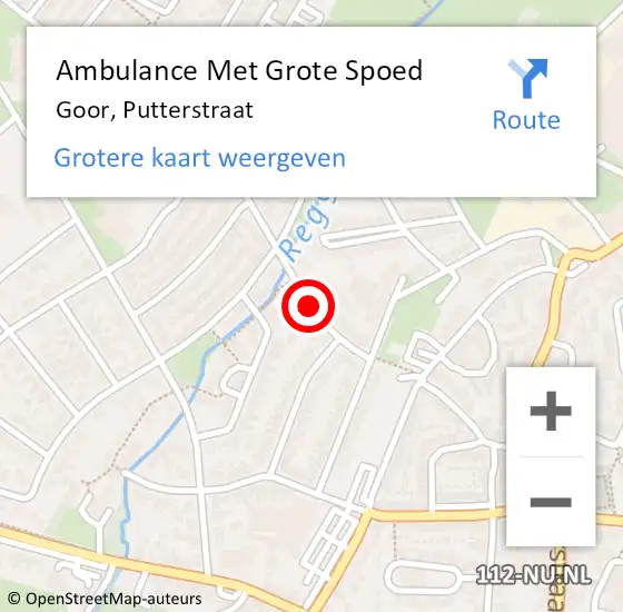 Locatie op kaart van de 112 melding: Ambulance Met Grote Spoed Naar Goor, Putterstraat op 24 februari 2020 19:05