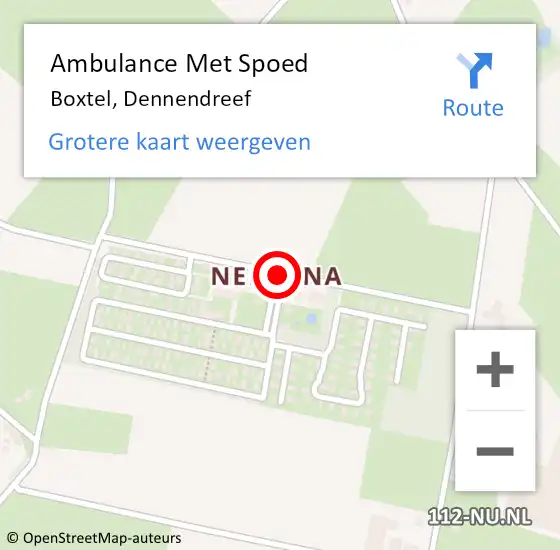 Locatie op kaart van de 112 melding: Ambulance Met Spoed Naar Boxtel, Dennendreef op 24 februari 2020 20:16