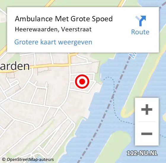 Locatie op kaart van de 112 melding: Ambulance Met Grote Spoed Naar Heerewaarden, Veerstraat op 24 februari 2020 20:51