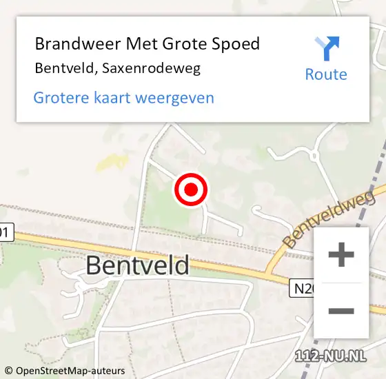 Locatie op kaart van de 112 melding: Brandweer Met Grote Spoed Naar Bentveld, Saxenrodeweg op 24 februari 2020 21:19