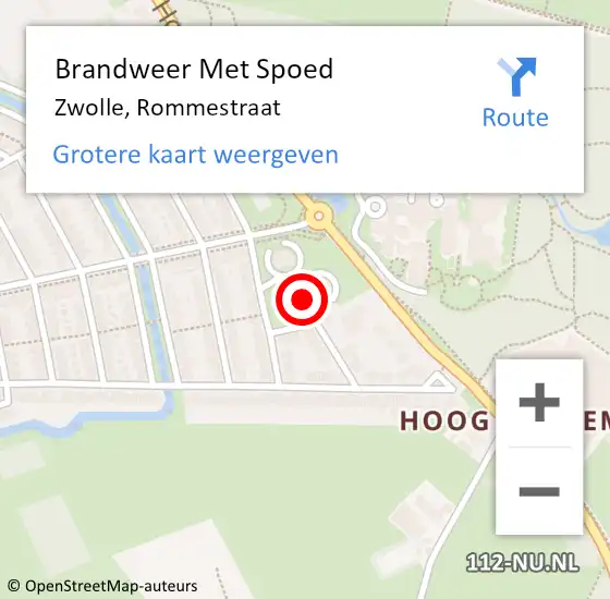 Locatie op kaart van de 112 melding: Brandweer Met Spoed Naar Zwolle, Rommestraat op 24 februari 2020 21:20