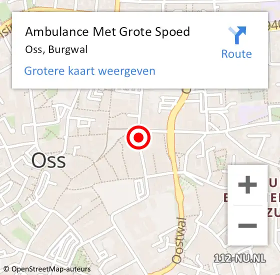 Locatie op kaart van de 112 melding: Ambulance Met Grote Spoed Naar Oss, Burgwal op 24 februari 2020 21:36