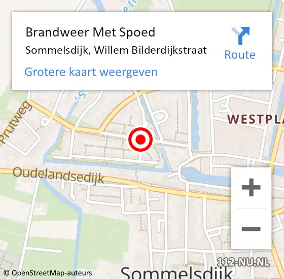 Locatie op kaart van de 112 melding: Brandweer Met Spoed Naar Sommelsdijk, Willem Bilderdijkstraat op 24 februari 2020 23:01