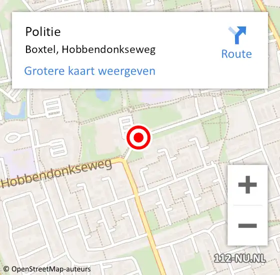 Locatie op kaart van de 112 melding: Politie Boxtel, Hobbendonkseweg op 24 februari 2020 23:52