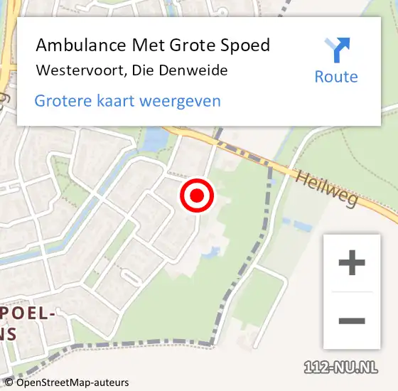 Locatie op kaart van de 112 melding: Ambulance Met Grote Spoed Naar Westervoort, Die Denweide op 25 februari 2020 01:36