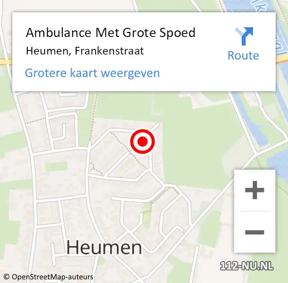 Locatie op kaart van de 112 melding: Ambulance Met Grote Spoed Naar Heumen, Frankenstraat op 25 februari 2020 02:13