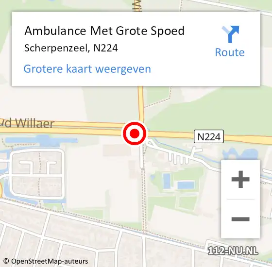 Locatie op kaart van de 112 melding: Ambulance Met Grote Spoed Naar Scherpenzeel, N224 op 25 februari 2020 06:40