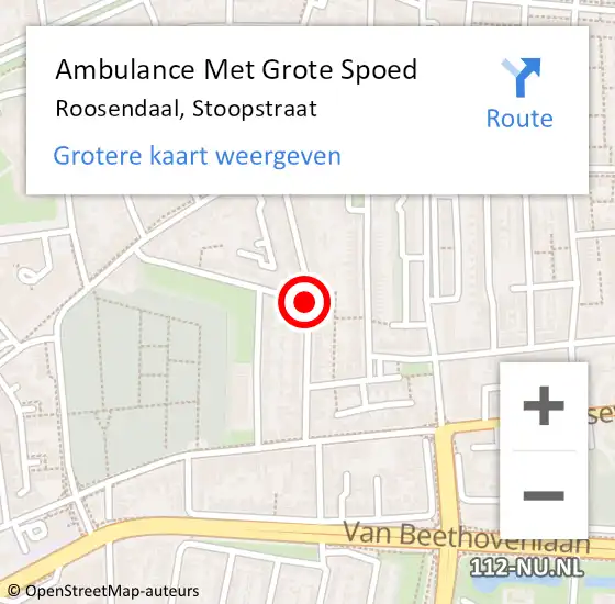 Locatie op kaart van de 112 melding: Ambulance Met Grote Spoed Naar Roosendaal, Stoopstraat op 25 februari 2020 07:53