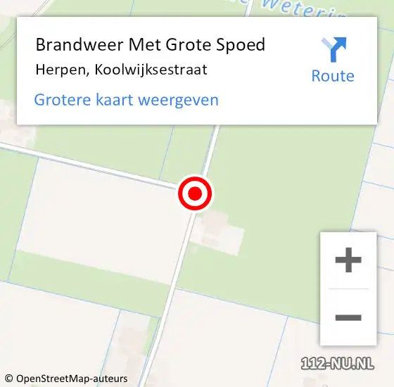 Locatie op kaart van de 112 melding: Brandweer Met Grote Spoed Naar Herpen, Koolwijksestraat op 25 februari 2020 07:54