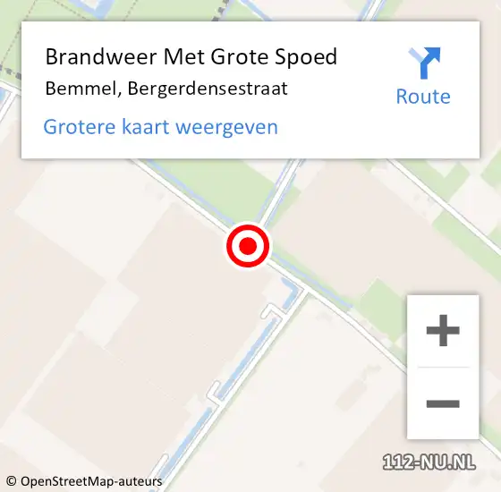 Locatie op kaart van de 112 melding: Brandweer Met Grote Spoed Naar Bemmel, Bergerdensestraat op 25 februari 2020 08:45