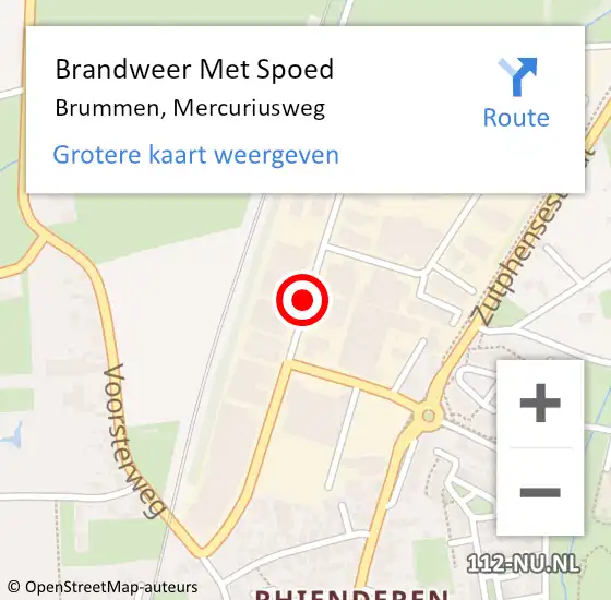 Locatie op kaart van de 112 melding: Brandweer Met Spoed Naar Brummen, Mercuriusweg op 25 februari 2020 08:57