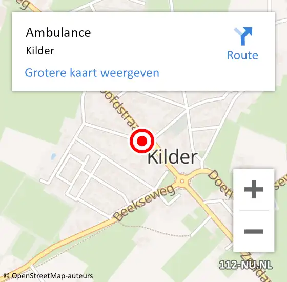 Locatie op kaart van de 112 melding: Ambulance Kilder op 25 februari 2020 09:30