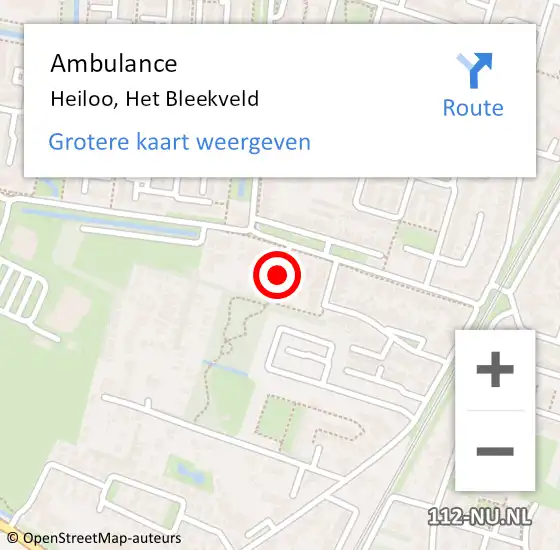 Locatie op kaart van de 112 melding: Ambulance Heiloo, Het Bleekveld op 25 februari 2020 09:44