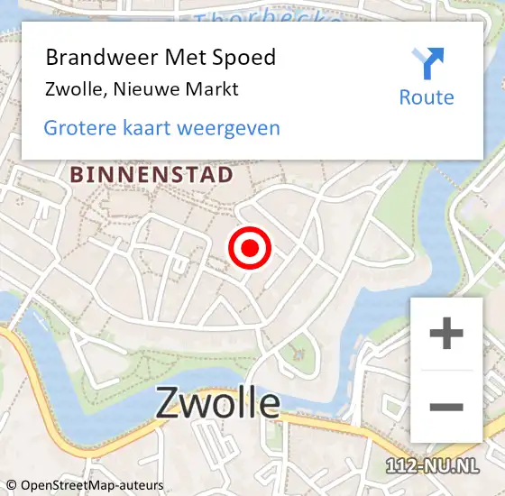 Locatie op kaart van de 112 melding: Brandweer Met Spoed Naar Zwolle, Nieuwe Markt op 25 februari 2020 10:31