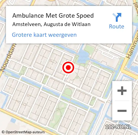 Locatie op kaart van de 112 melding: Ambulance Met Grote Spoed Naar Amstelveen, Augusta de Witlaan op 25 februari 2020 11:02