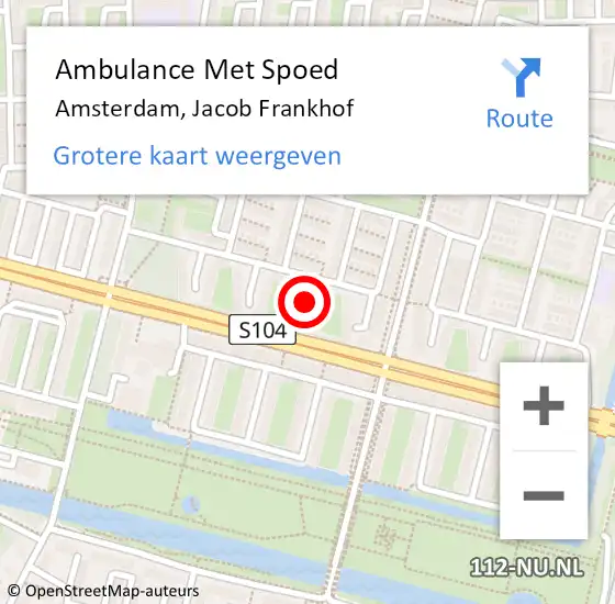 Locatie op kaart van de 112 melding: Ambulance Met Spoed Naar Amsterdam, Jacob Frankhof op 25 februari 2020 11:14