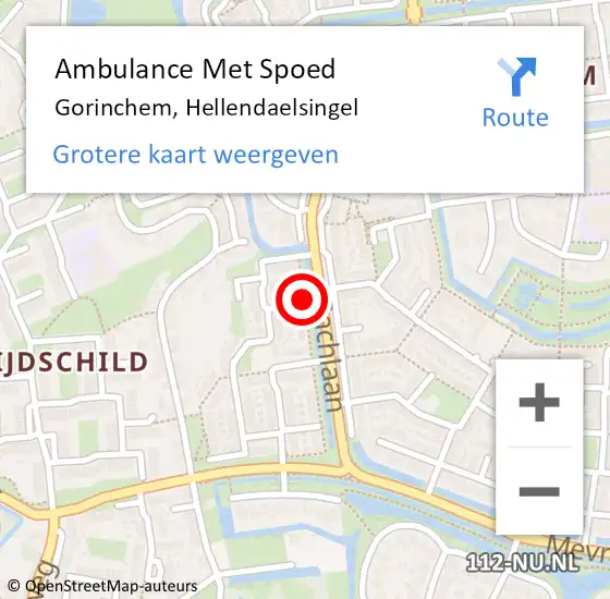 Locatie op kaart van de 112 melding: Ambulance Met Spoed Naar Gorinchem, Hellendaelsingel op 25 februari 2020 11:20