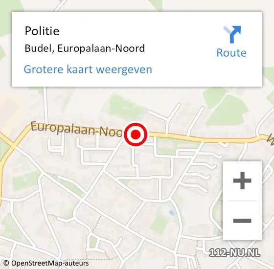 Locatie op kaart van de 112 melding: Politie Budel, Europalaan-Noord op 25 februari 2020 11:35