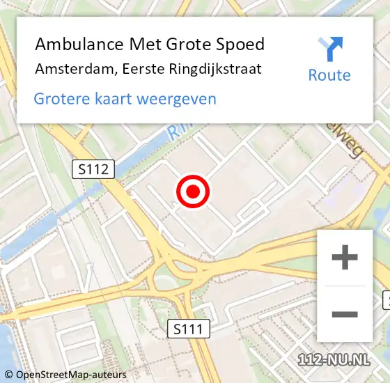 Locatie op kaart van de 112 melding: Ambulance Met Grote Spoed Naar Amsterdam, Eerste Ringdijkstraat op 25 februari 2020 11:57