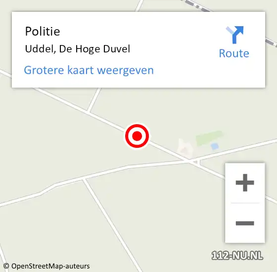 Locatie op kaart van de 112 melding: Politie Uddel, De Hoge Duvel op 25 februari 2020 12:01