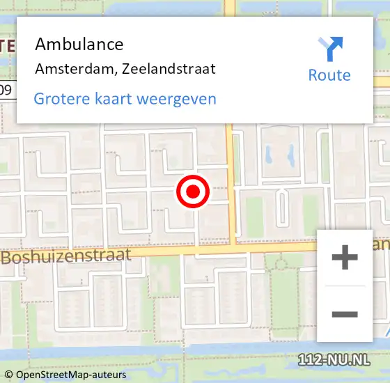 Locatie op kaart van de 112 melding: Ambulance Amsterdam, Zeelandstraat op 25 februari 2020 12:02