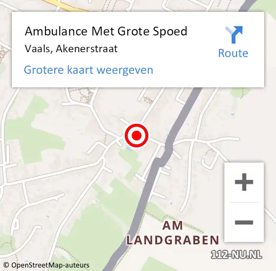 Locatie op kaart van de 112 melding: Ambulance Met Grote Spoed Naar Vaals, Akenerstraat op 29 april 2014 15:11
