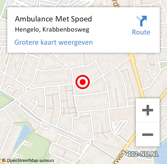 Locatie op kaart van de 112 melding: Ambulance Met Spoed Naar Hengelo, Krabbenbosweg op 25 februari 2020 15:28