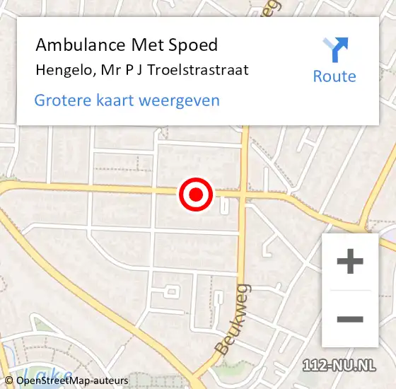 Locatie op kaart van de 112 melding: Ambulance Met Spoed Naar Hengelo, Mr P J Troelstrastraat op 25 februari 2020 15:29