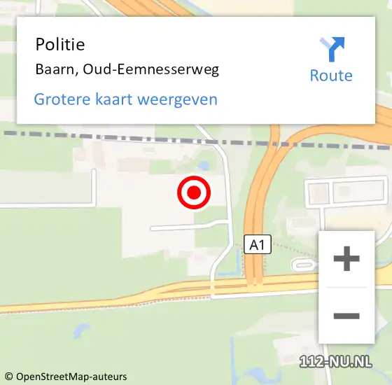 Locatie op kaart van de 112 melding: Politie Baarn, Oud-Eemnesserweg op 25 februari 2020 15:33